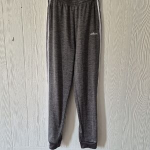adidas Dark Gray Heather Joggers with White Side Stripes